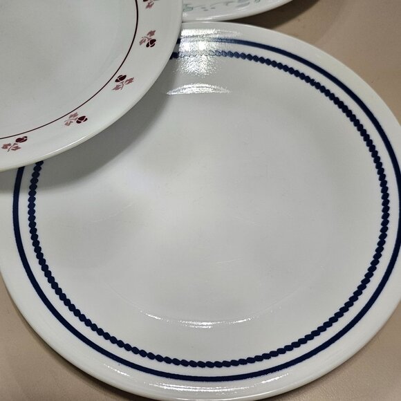 5 Corelle Mismatched  Dessert Plates 6.75" floral heart stripes - Picture 3 of 9